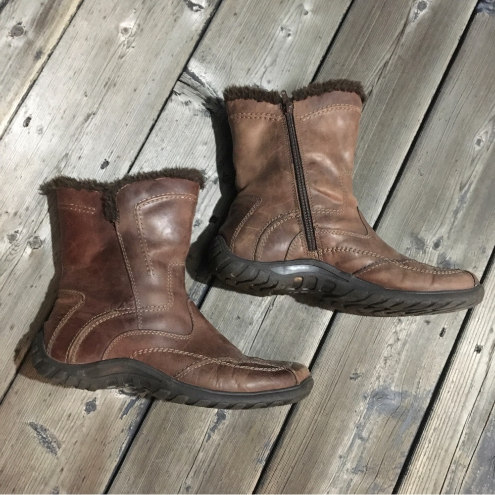 ALDO Y2K Brown Leather Double Stitched Classic Comfort Lined Boots Size 10
